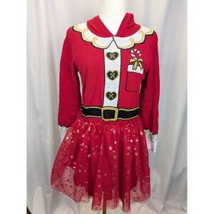 Christmas Santa Claus Ugly Christmas Sweater Hoodie Dress Tulle Skirt Girl Large